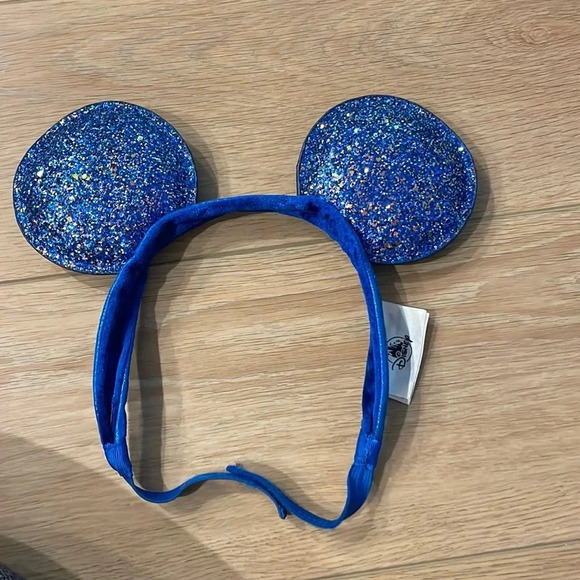 Disney Parks Blue Sparkle Wishes Minnie Ears Adjustable Headband - Picture 1 of 10